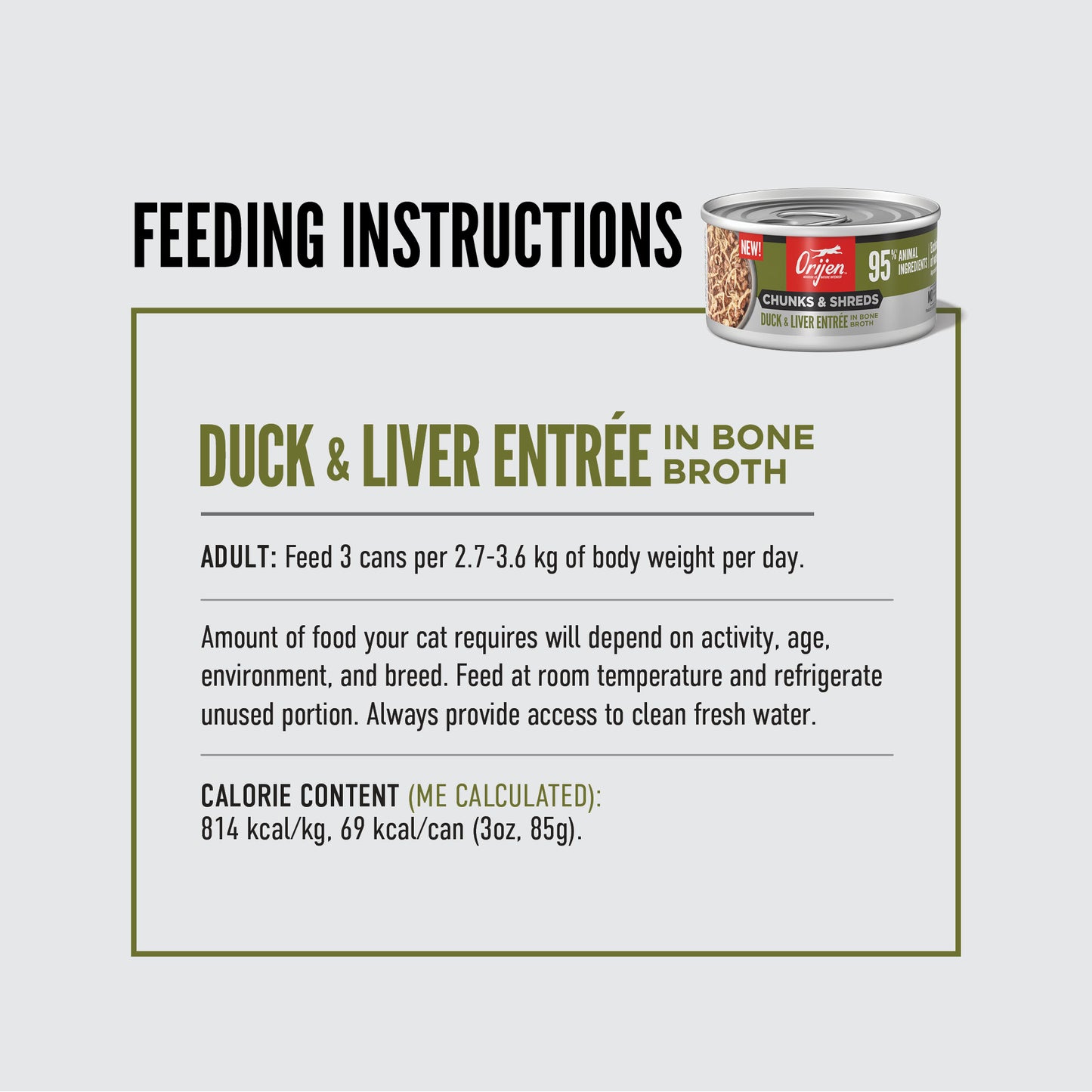 ORIJEN™ CHUNKS & SHREDS - DUCK & LIVER ENTRÉE 85g