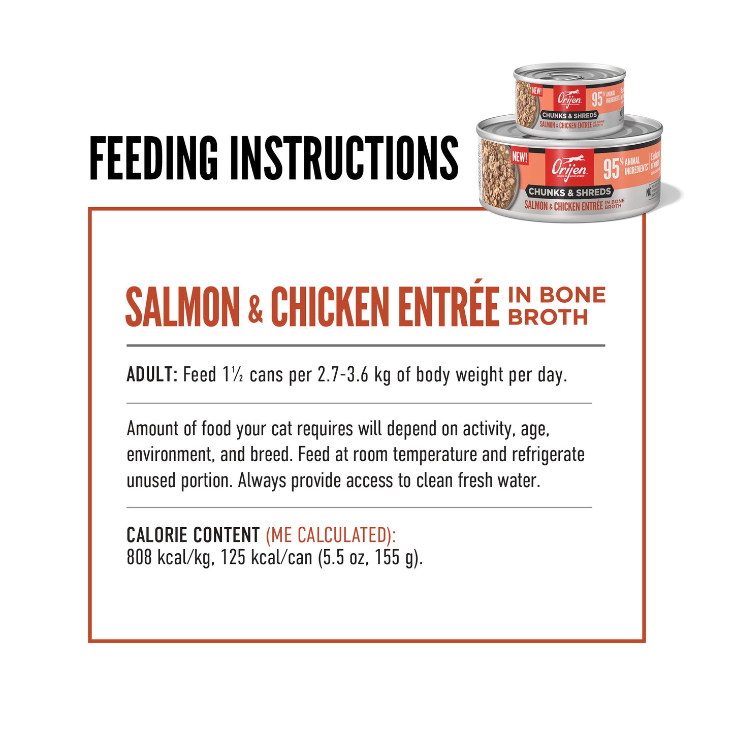 ORIJEN™ CHUNKS & SHREDS - SALMON & CHICKEN ENTRÉE 155g