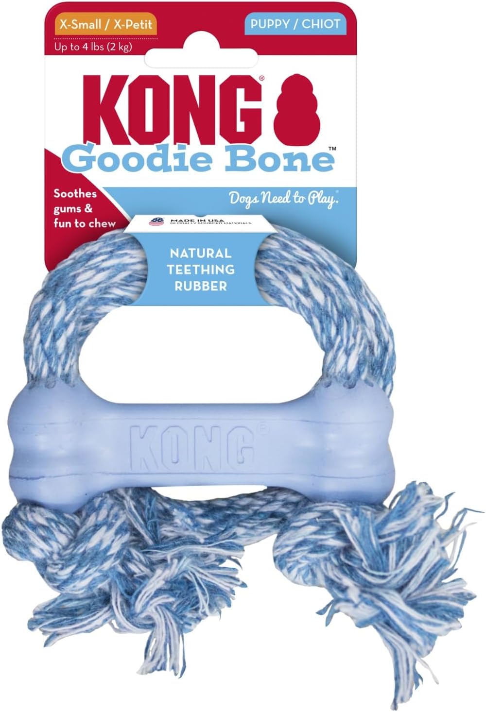 KONG PUPPY Goodie Bone With Rope Xsmall