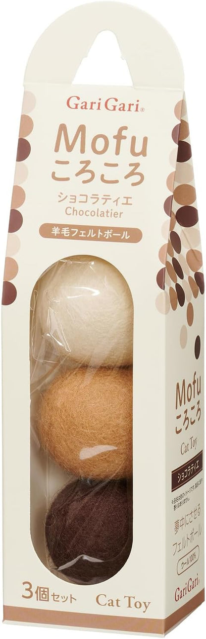 Gari Gari Mofu Natural Wool Cat Toy Ball (3-Pack)