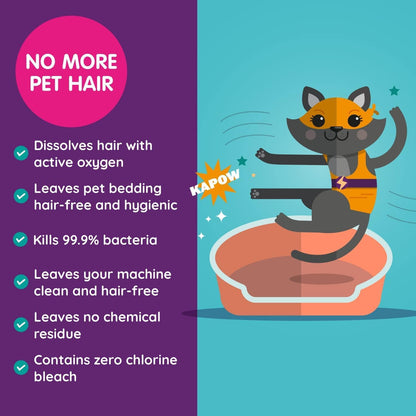 Vamoosh Pet Hair Remover for Washing Machines - 3 X 100g (3 Washes) - Pet Hair Dissolver for Dog and Cat Hair Removal