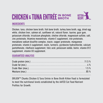 ORIJEN™ CHUNKS & SHREDS - CHICKEN & TUNA ENTRÉE (KITTEN) 85g