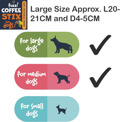 Fuzzel Coffee Stix Large Pack Dog Chew Toy for Large Dogs - Natural Chews Tough Dog Toys Dog Bone Long Lasting for Aggressive Chewers Strong Toy for Dogs Durable