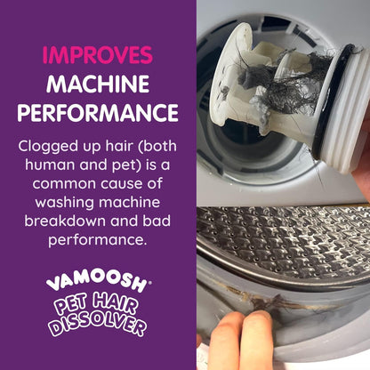 Vamoosh Pet Hair Remover for Washing Machines - 3 X 100g (3 Washes) - Pet Hair Dissolver for Dog and Cat Hair Removal