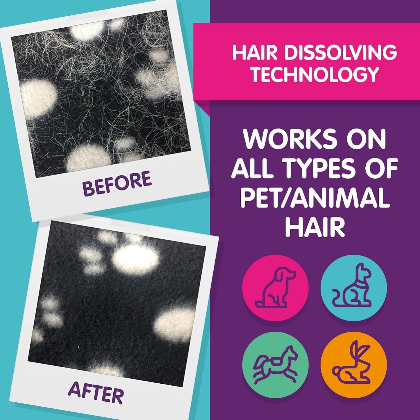 Vamoosh Pet Hair Remover for Washing Machines - 3 X 100g (3 Washes) - Pet Hair Dissolver for Dog and Cat Hair Removal
