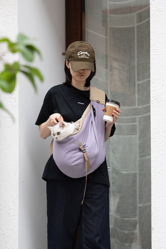 Pet Sling Carrier Crossbody Tote Bag -  Purple