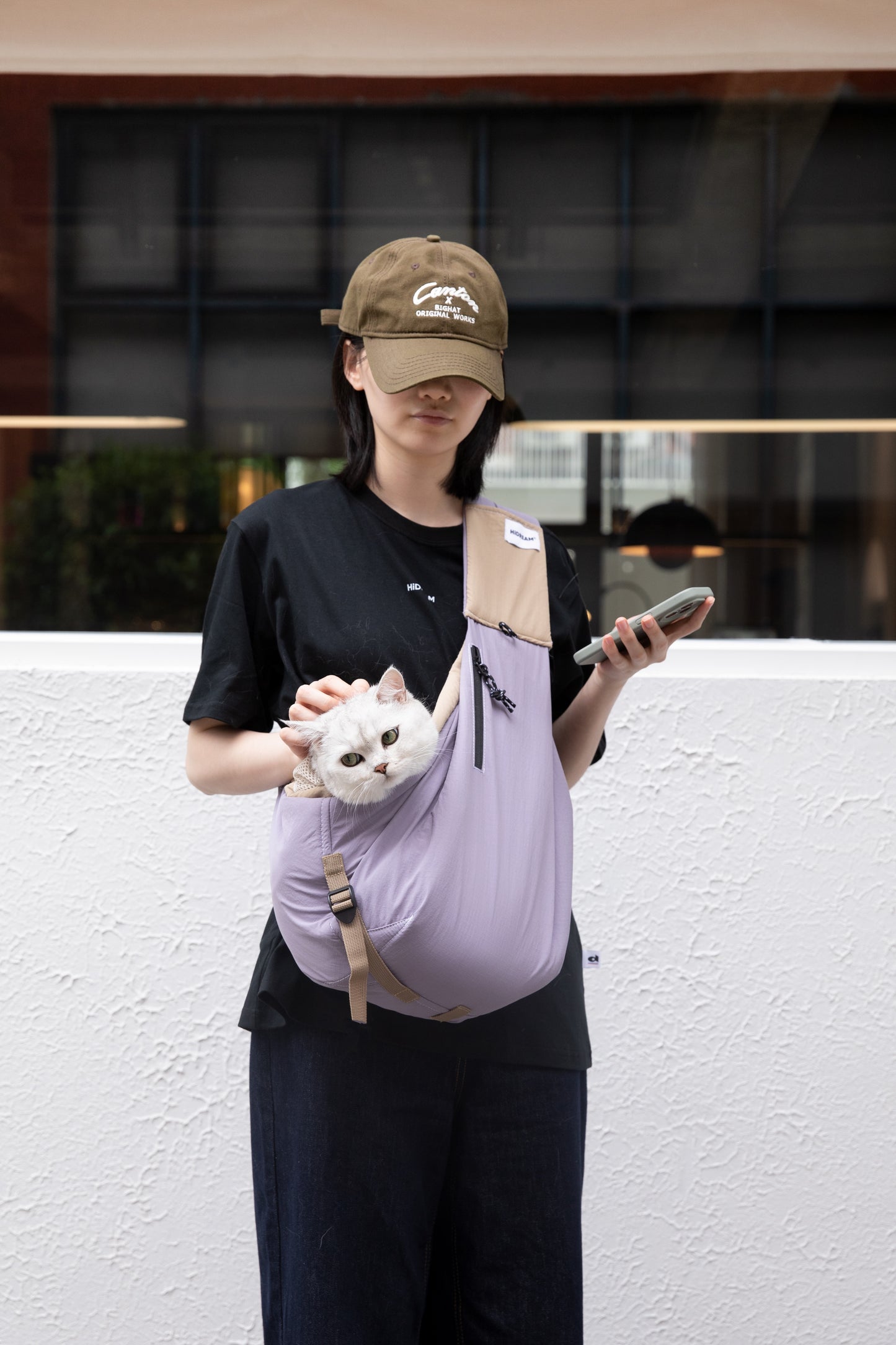 Pet Sling Carrier Crossbody Tote Bag -  Purple