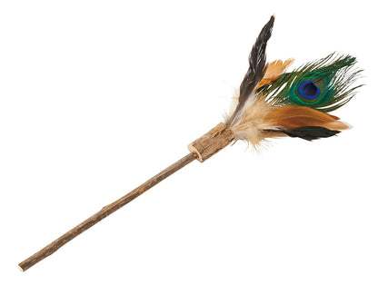 Marukan Silver Vine Peacock Feather Cat Teaser Wand