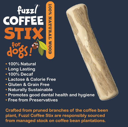 Fuzzel Coffee Stix Large Pack Dog Chew Toy for Large Dogs - Natural Chews Tough Dog Toys Dog Bone Long Lasting for Aggressive Chewers Strong Toy for Dogs Durable