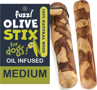 Fuzzel OLIVE WOOD MEDIUM 2 PACK - Natural Dog Chew Toy for Medium/Large Dog