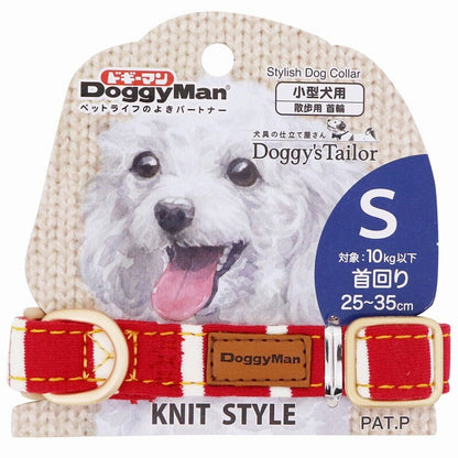 Doggy’s Tailor Dog Collar – Knit – Red / White S