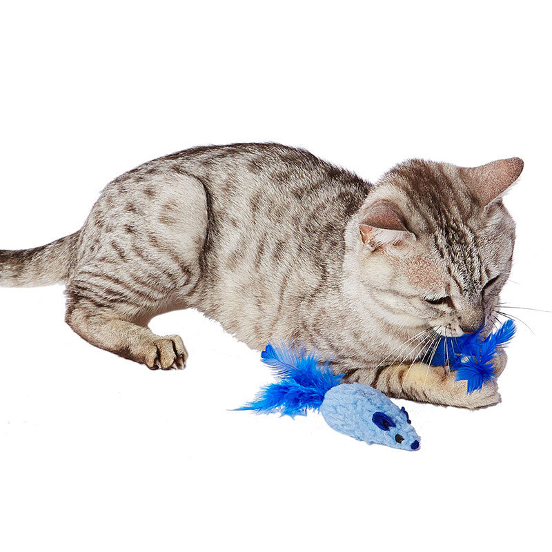Petio Cat Toy – Fluffy Blue Rats(Pack of 2)