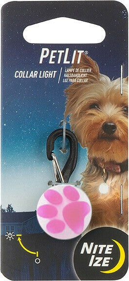 Nite Ize PetLit Paw Pink Collar Light (Battery Included)