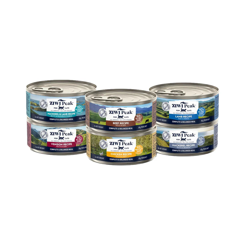 ZIWI PEAK Beef, Chicken, Lamb, Mackerel & Lamb, Mackerel, Venison (CAT) Can 85g x 6 Variety Pack