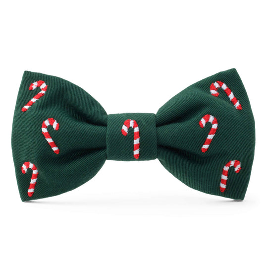The Foggy Dog Candy Canes Embroidered Dog Holiday Bow Tie
