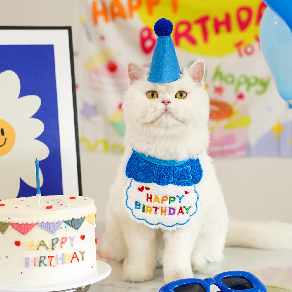 Pet Birthday Outfit Set – Bandana & Headwear (Cat & Dog)