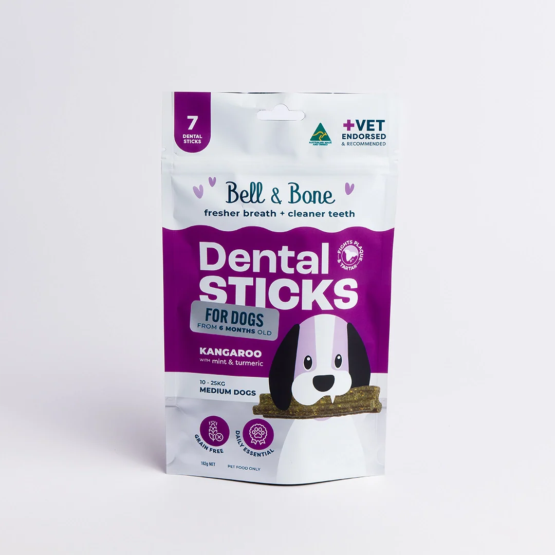 BELL & BONE DOG DENTAL STICKS ROO MINT & TURMERIC MEDIUM