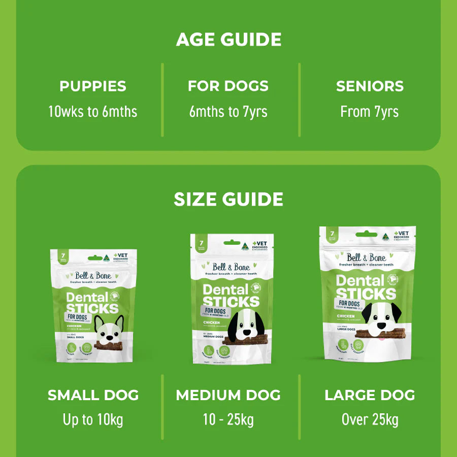 BELL & BONE DOG DENTAL STICKS CHICKEN MINT & SEAWEED MED