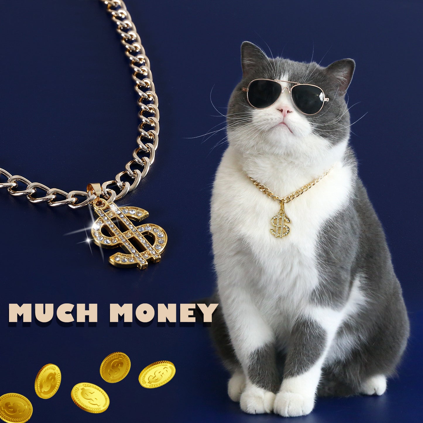 Bling Dollar Sign Pet Necklace