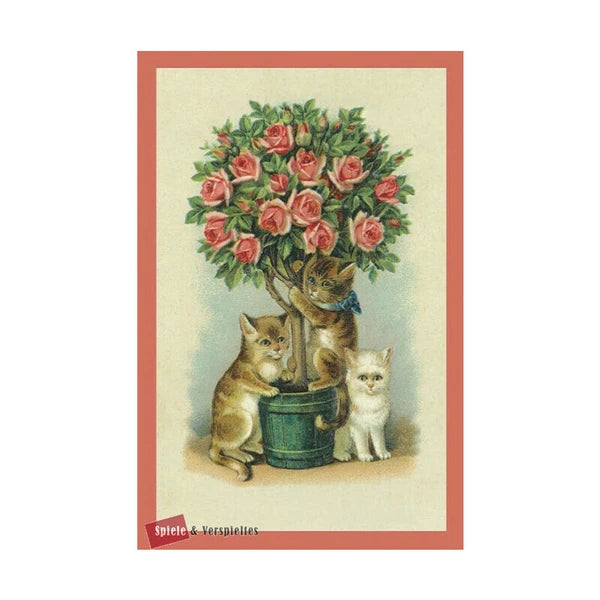 Christmas Postcard – Cats with roses