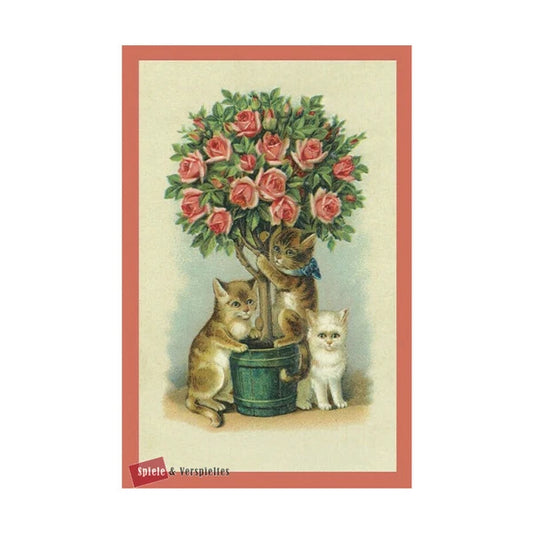 Christmas Postcard – Cats with roses