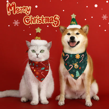 Pet Christmas Hat & Bandana Set