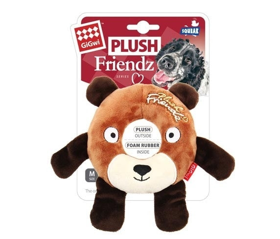 GIGWI PLUSH RUBBER RING BEAR Dog Toy