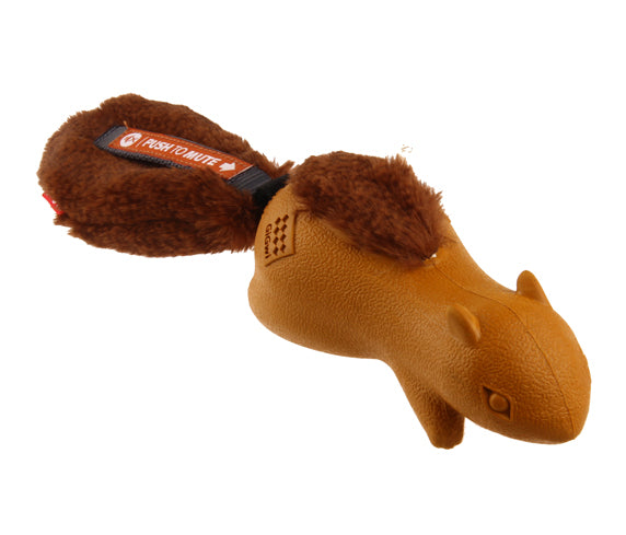 GIGWI FORESTAILS SQUIRREL PUSH TO MUTE BROWN Dog Toy