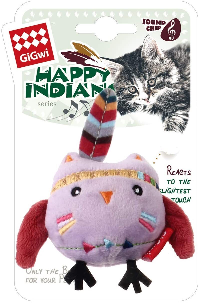 GIGWI HAPPY INDIANS MELODY CHASER OWL Cat Toy