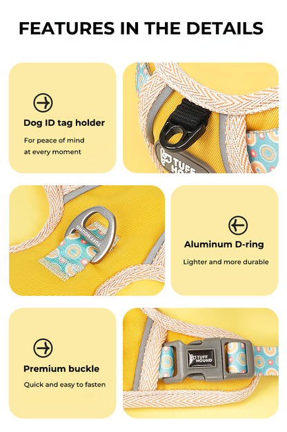 TUFFHOUND No-Pull Vest Dog Leash Set-Yellow
