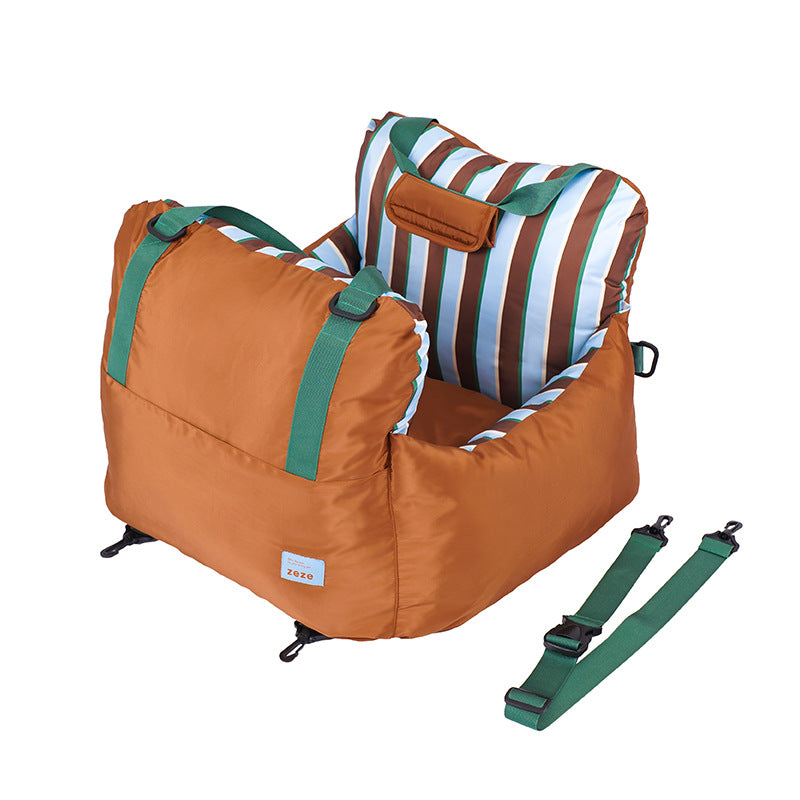 Zeze Dog Car Seat Bed (Brown & Blue)
