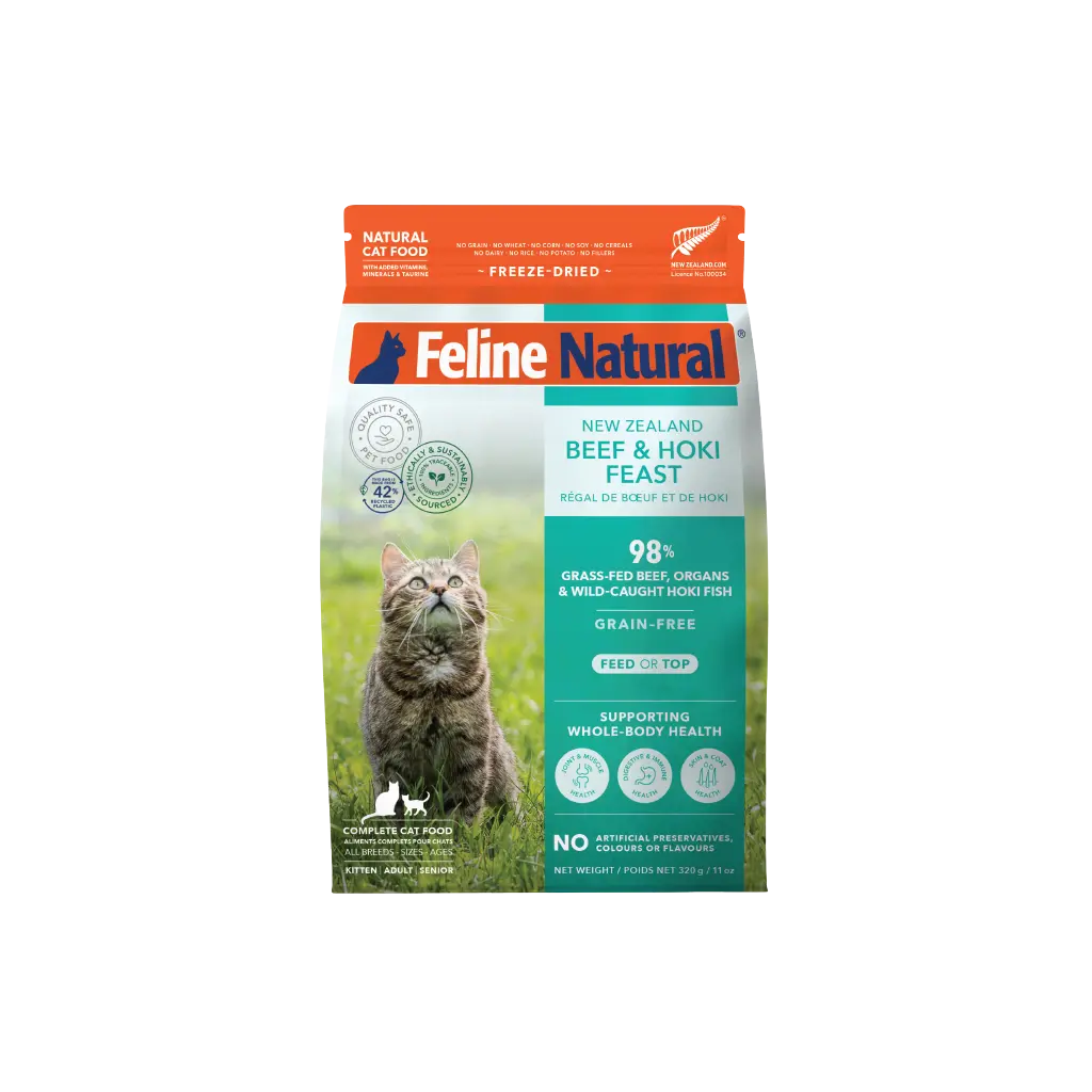 Feline Natural Freeze-Dried Core Diets Beef & Hoki Feast 320g Adult Cat Food
