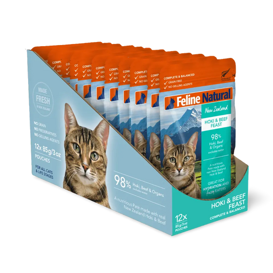 Feline Natural Pouches-Hoki & Beef 85g Pouch