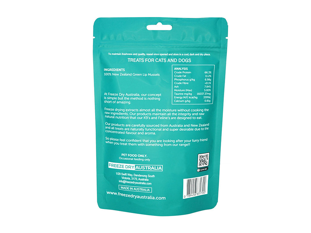 Freeze Dry Australia Freeze Dried Whole Green Lip Mussels 70g