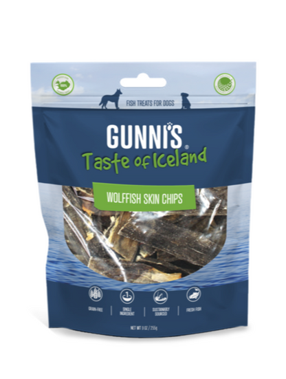 Gunni's Taste of Iceland Dog Treats Wolffish Skin Chips
