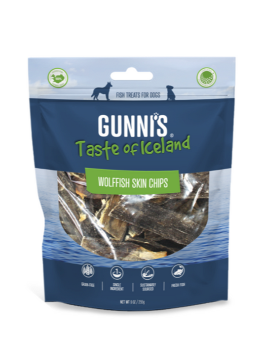 Gunni's Taste of Iceland Dog Treats Wolffish Skin Chips