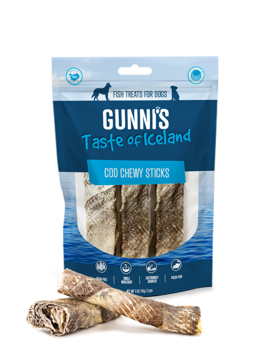 GUNNI'S Cod Chewy Sticks 4" Dog Treats 3Pcs