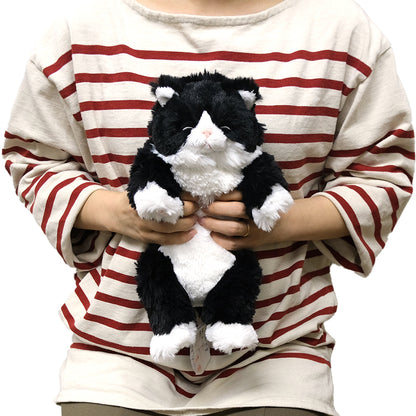 LYING CAT SLEEPING FACE STUFFED TOY Tuxedo Cat Black and White Cat - Small