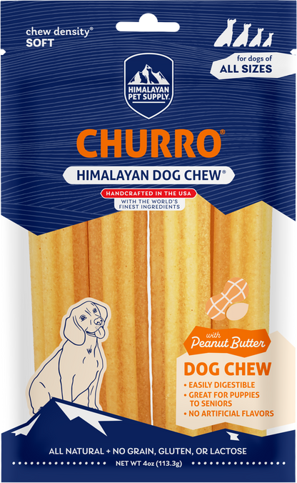 Himalayan Dog Chew Churro Peanut Butter 4pk