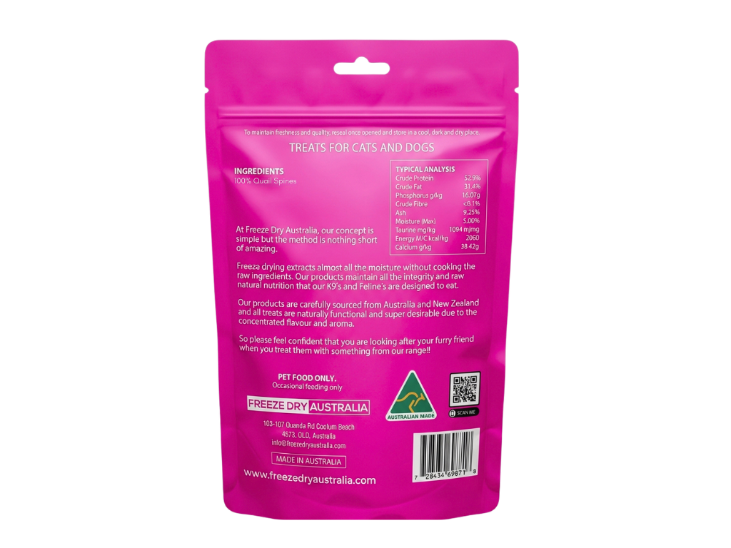 Freeze Dry Australia Freeze Dried Quail Backs Treats