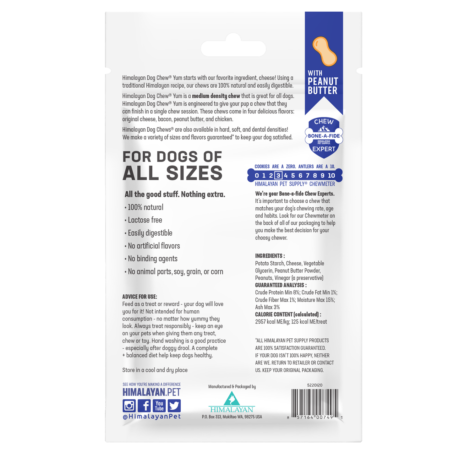 Himalayan Dog Chew Yum Peanut Butter 3pk