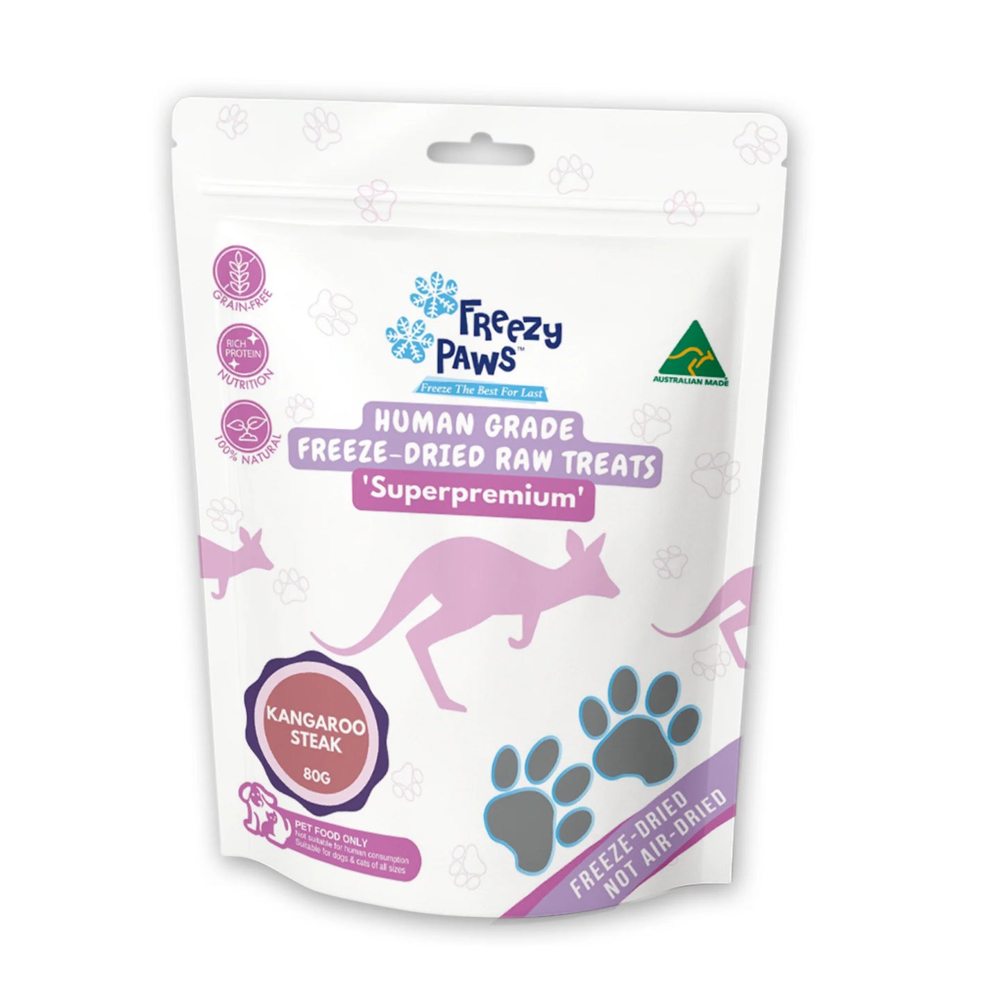 FREEZY PAWS FREEZE DRIED KANGAROO MEAT TREATS 80G