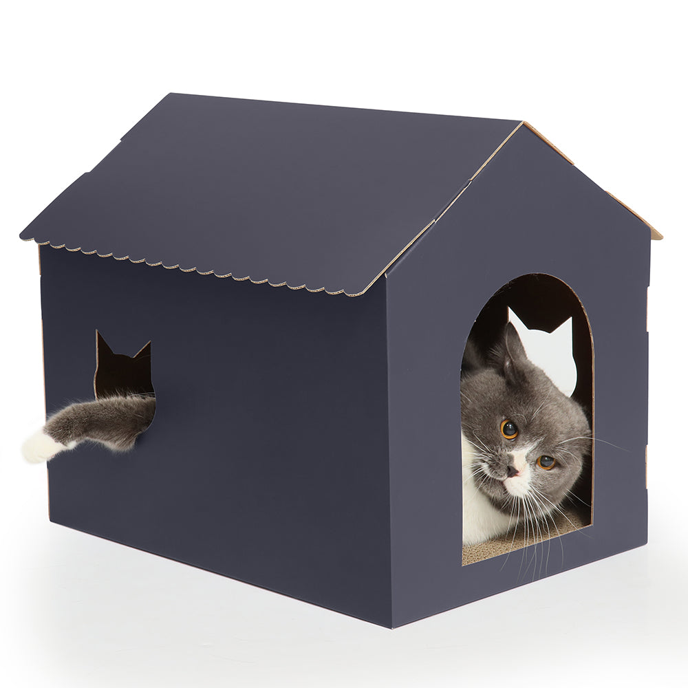 Woodtone Cat House with Scratcher
