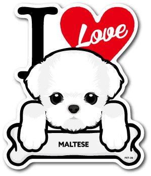 I Love Dog Car Sticker – 25 Dog Breeds | Waterproof Vinyl Decal