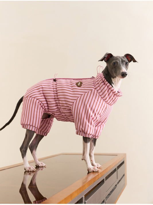 ZEZE Striped Full-Body Dog Puffer Jacket