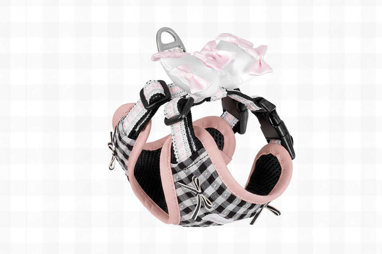 TUFFHOUND French Country Small Dog /Cat Harness – Pink / Black