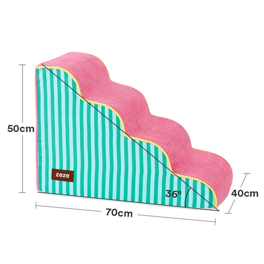 Zeze Striped Pattern Pet Stairs (4-Tier)