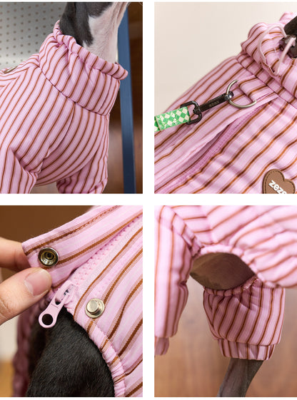 ZEZE Striped Full-Body Dog Puffer Jacket