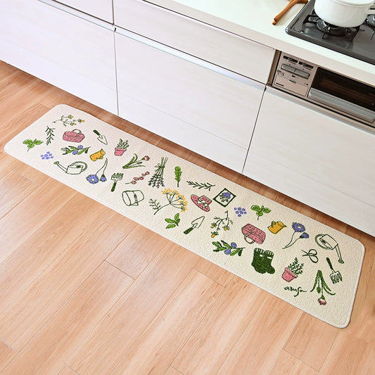 Washable Kitchen Floor Mat - Floral
