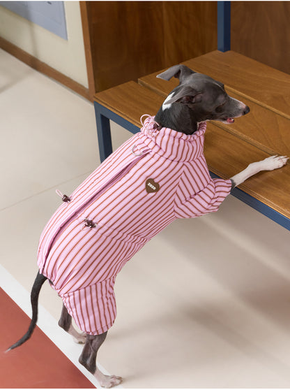 ZEZE Striped Full-Body Dog Puffer Jacket